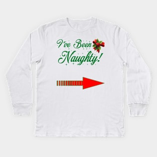 I've Been Naughty (Left) - Christmas Pregnancy (His) Kids Long Sleeve T-Shirt